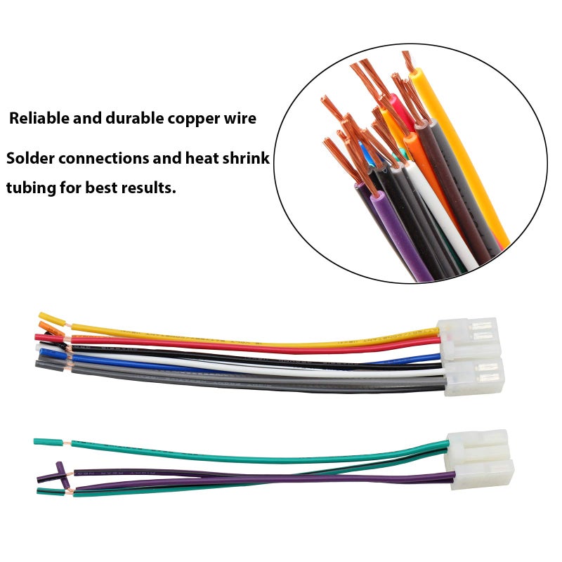 RED WOLF محول توصيل أسلاك عكسية لراديو السيارة RED WOLF مناسب لتويوتا كورولا 1987-2010، توندر 1999-2017، سايون 2005-2018، لكزس 1990-2003 نظام غير JBL، استبدال قابس سلك الاستريو OEM - Image 3